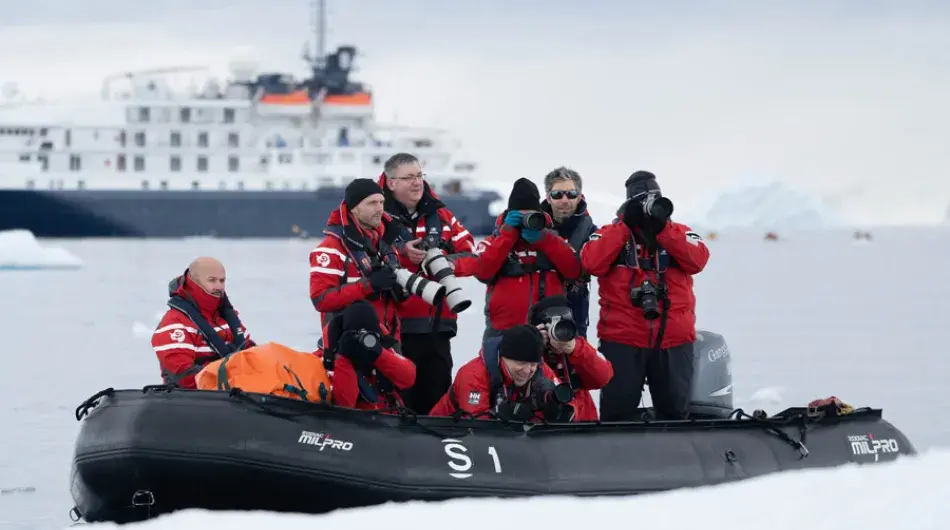 Antarctic photography from zodiacs on expedition cruise