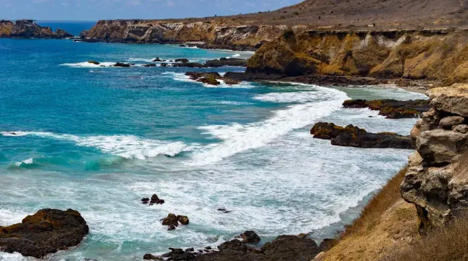 rugged coastline of Machalilla National Park in Puerto Lopez, Ecuador