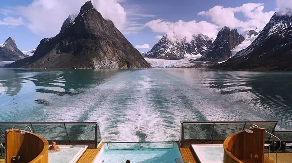 View of Greenland from the back of the ship