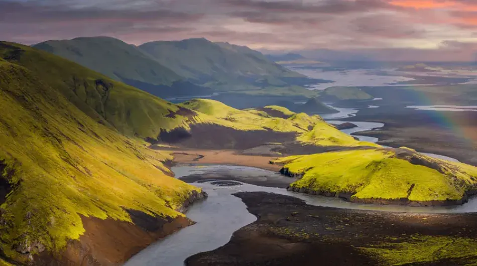 Aerial view of Volcanic terrain