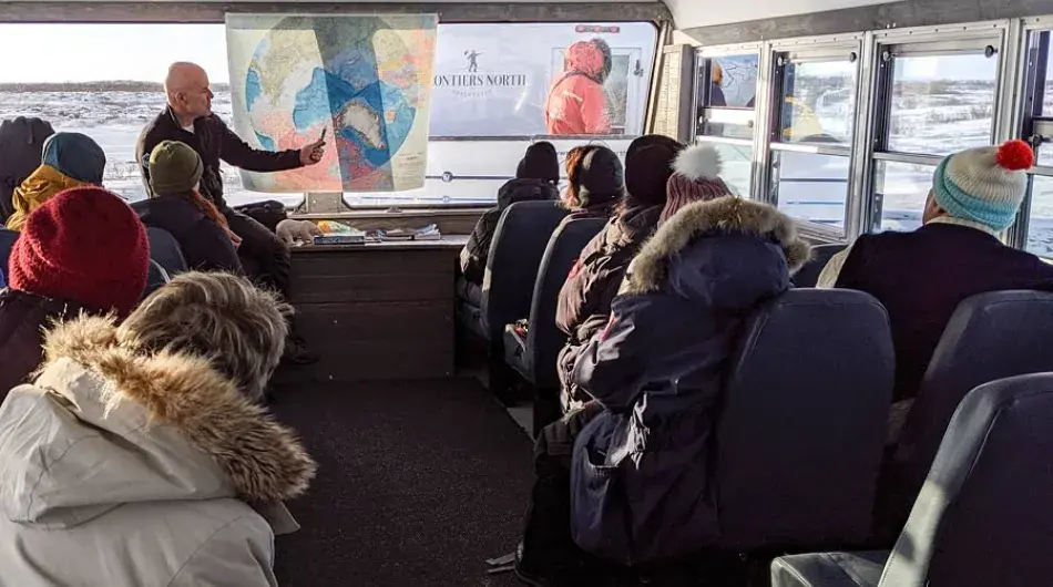 Guest learning from inside ©Tundra Buggy ctsy ©Jessica Burtnick/Frontiers North Adventures