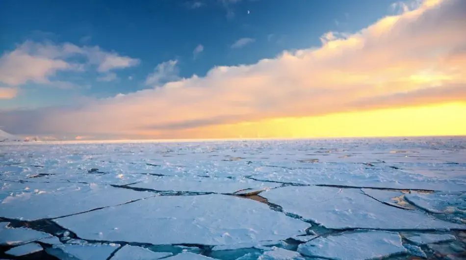 Sheet Ice in far Arctic north of Svalbard towards Geographic North Pole