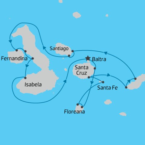 Map of Galapagos Cruise - 8 Day - Calipso) 