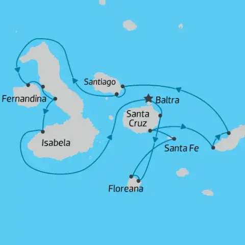 Map of Galapagos Cruise - 8 Day - Calipso) 