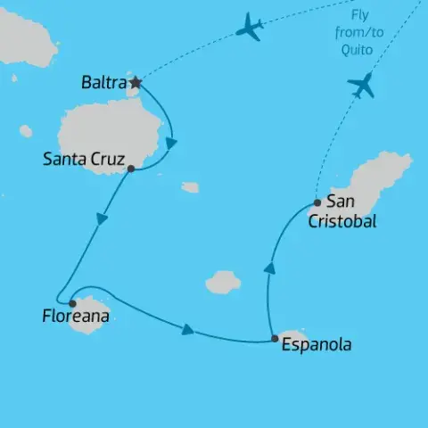 Galapagos at a Glance on Grand Daphne, Map ) 