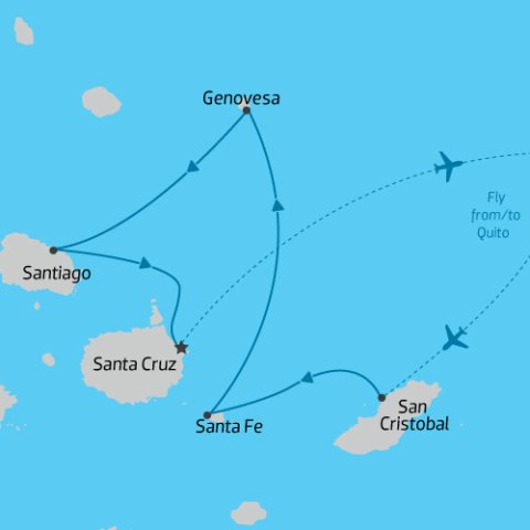 Galapagos Adventure: Northern Islands Itinerary Map ) 