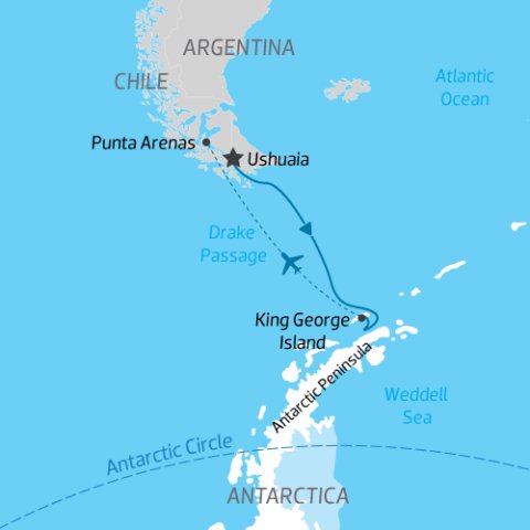 Map of Antarctica Express Air Cruise on Magellan Explorer) 