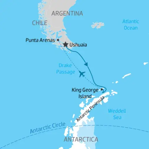 Map of Antarctica Express Air Cruise on Magellan Explorer) 
