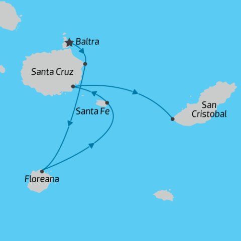 Map of Calipso 4 Day Galapagos Islands cruise ) 