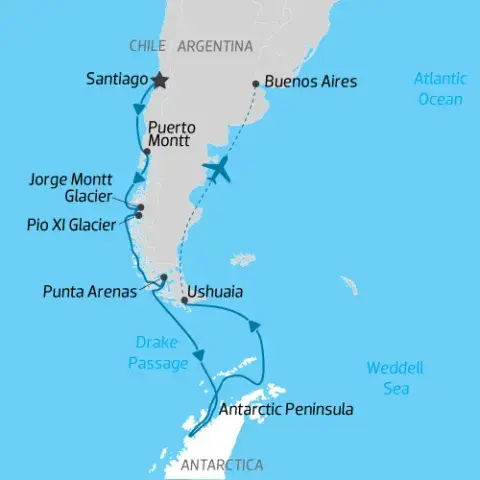 Cruise Itinerary through Chilean Fjords & Antarctica) 