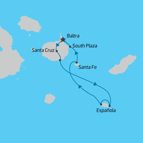 Map of Central and South Islands Cruise itinerary ) 
