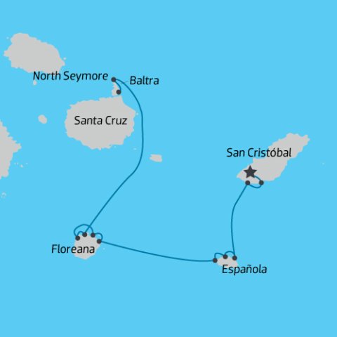 Map of Galapagos South-Eastern Islands Cruise onboard the Elite) 