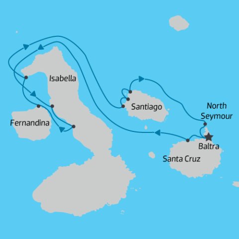 Map of North West Galapagos Islands Cruise - Hermes ) 