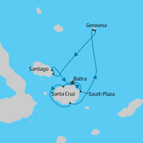 Map of Northern Route 5D Galapagos Islands Cruise: Bonita ) 