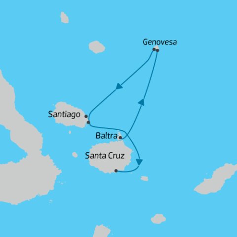 Map of Western Islands 5 Day Galapagos Cruise - Alya) 