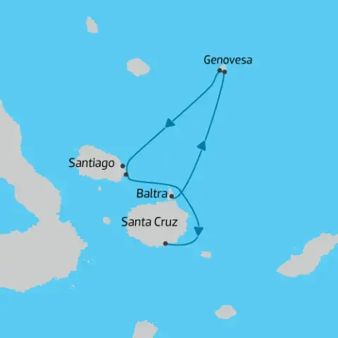 Map of Western Islands 5 Day Galapagos Cruise - Alya) 
