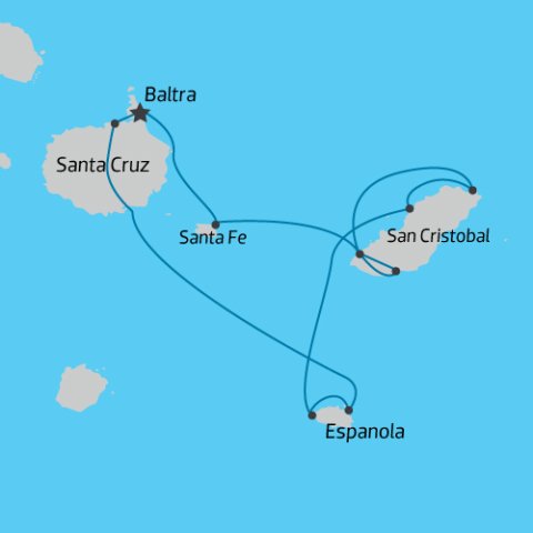 Map of Humboldt Islands Expedtion Cruise on La Pinta) 