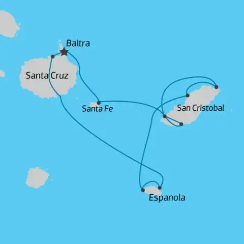 Map of Humboldt Islands Expedtion Cruise on La Pinta) 