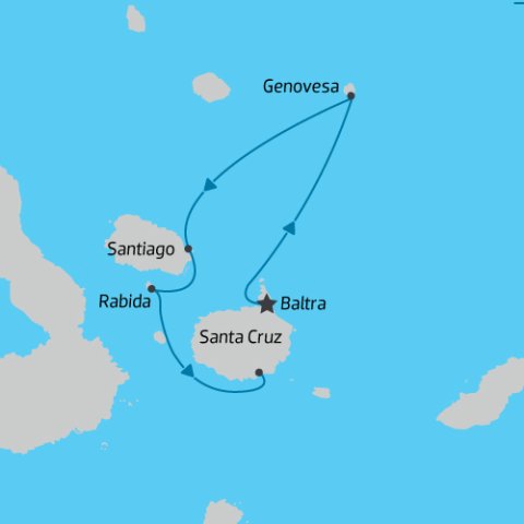 Galapagos 4 Day Cruise Infinity itineary map) 