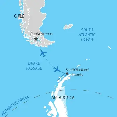 Map of Classic Antarctica Air Cruise on Magellan Discoverer) 