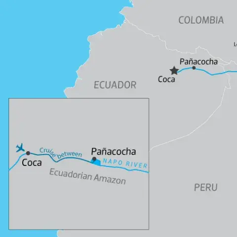 Map of Ecuador Amazon Cruise 4 Days on the Anakonda) 