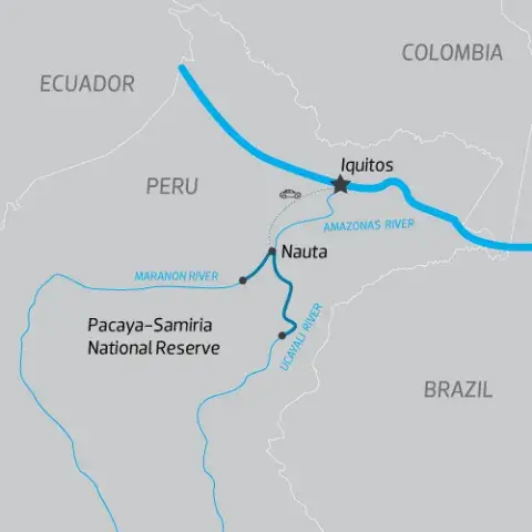 Map of Peru Amazon Cruise 4 Nights on the M/V Zafiro) 