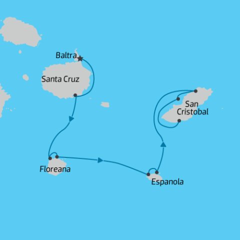 Map of the Galapagos 4 Day South-Eastern Cruise on the Monique Catamaran) 