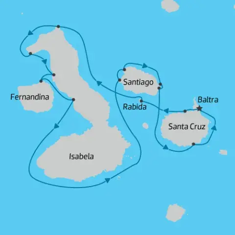 Map of Galapagos 8 Day Western Cruise on the Monique Catamaran) 