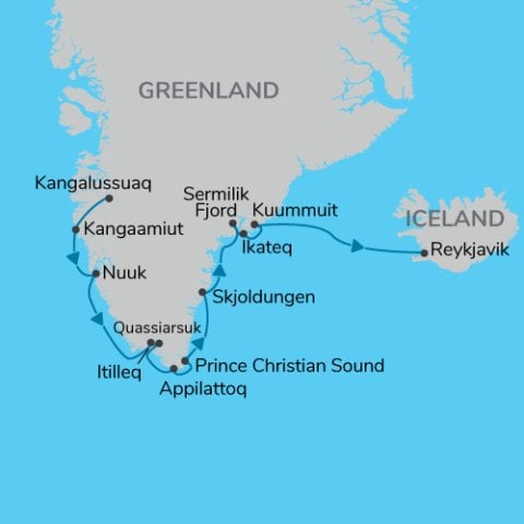 Greenland to Iceland Map) 
