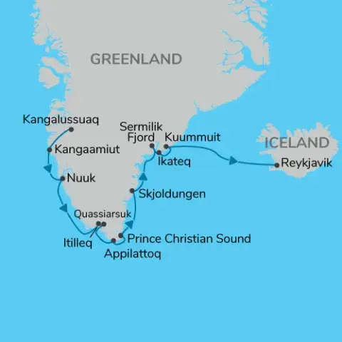 Greenland to Iceland Map) 