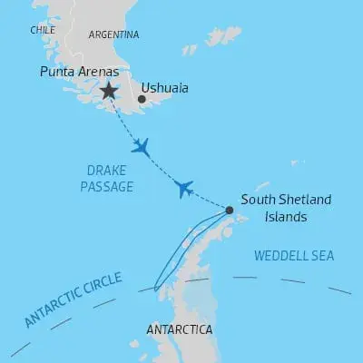 South-Orkney-bay-HERO.jpg itinerary map for flying from South America to Antarctic Peninsula for expedition cruise to Polar Circle)