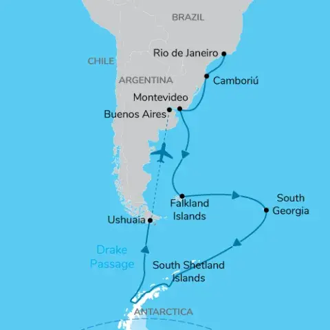 Scotia Arc Antarctica, Falklands & South Georgia Map) 
