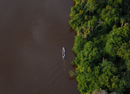 Aerial view of the Amazon River, Peru) 