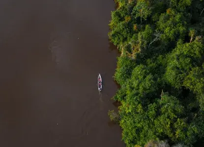 Aerial view of the Amazon River, Peru) 